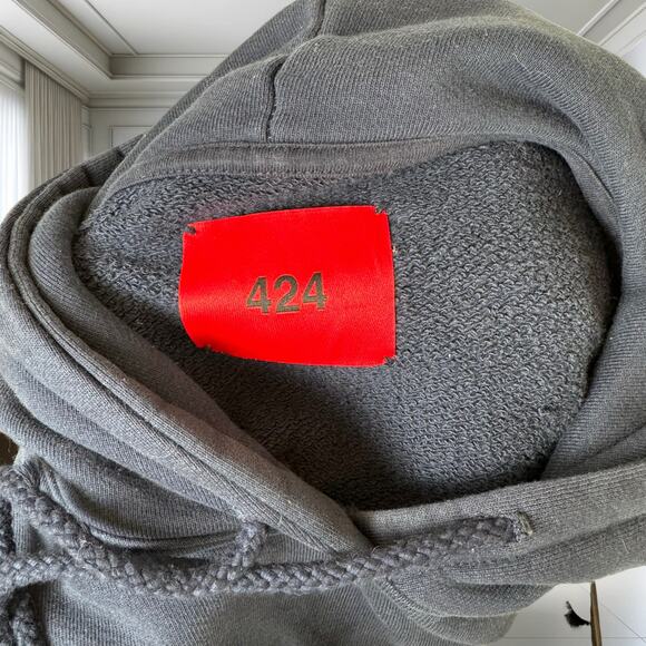 🔥 424 Reworked Denim Workshirt Hoodie – Rare Streetwear Grail (Size M) 🔥 - Picture 4 of 6